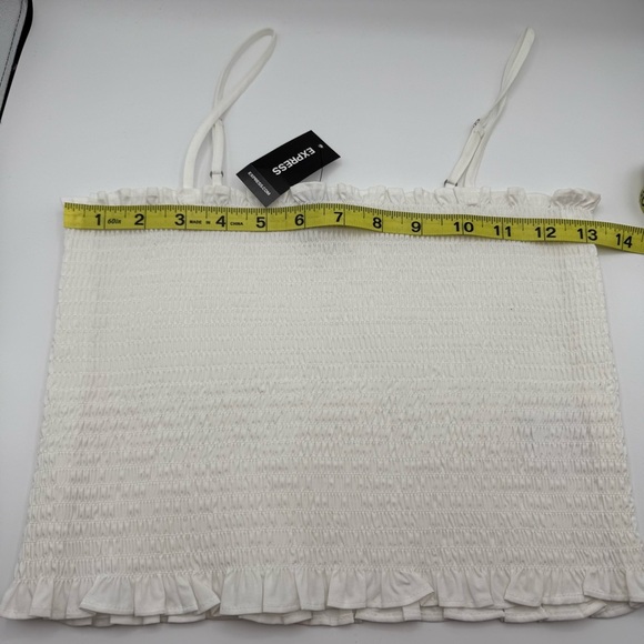 Express While Smocked Cropped Cami Sleeveless Spaghetti Straps Women’s Small NWT - Picture 7 of 10